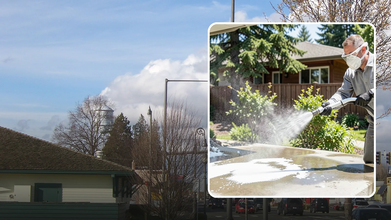 Calcium Deposit Removal in Marysville, Snohomish County, WA - Removal of chalky white calcium and mineral deposits from concrete, masonry, glass, and fixtures.