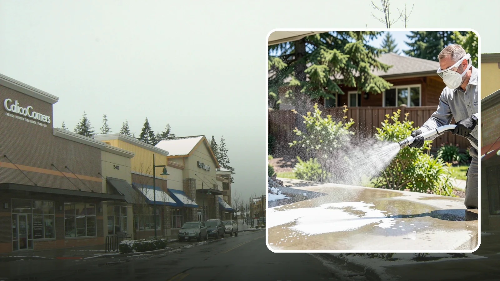 Calcium Deposit Removal in Mill Creek, Snohomish County, WA - Removal of chalky white calcium and mineral deposits from concrete, masonry, glass, and fixtures.
