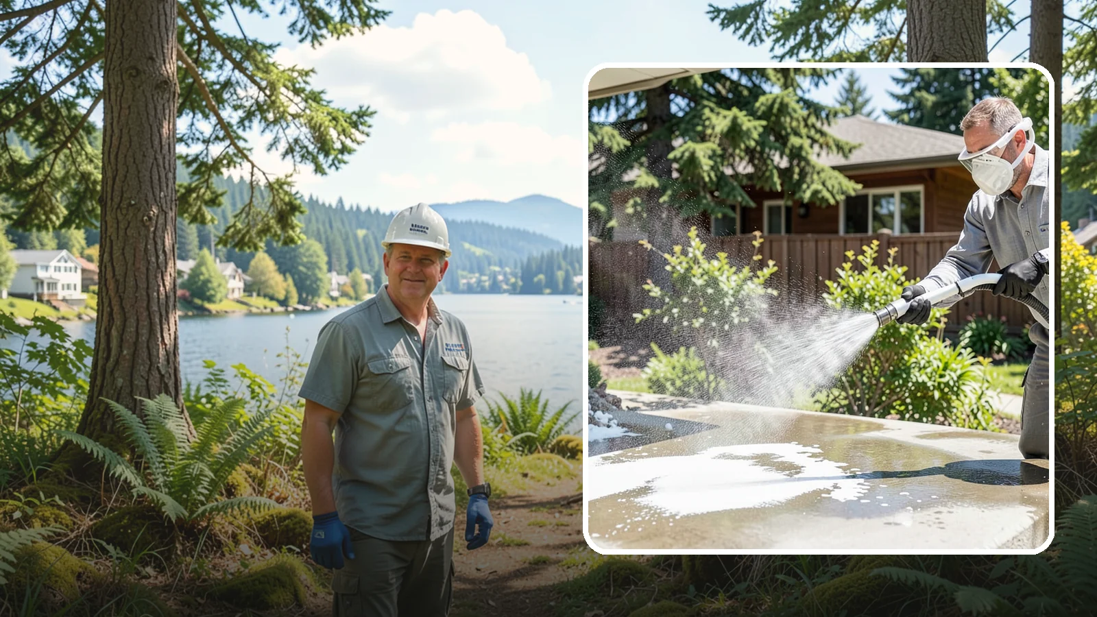 Calcium Deposit Removal in Milton, King County, WA - Removal of chalky white calcium and mineral deposits from concrete, masonry, glass, and fixtures.