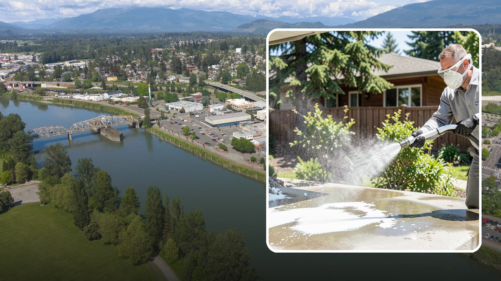 Calcium Deposit Removal in Mount Vernon, Skagit County, WA - Removal of chalky white calcium and mineral deposits from concrete, masonry, glass, and fixtures.
