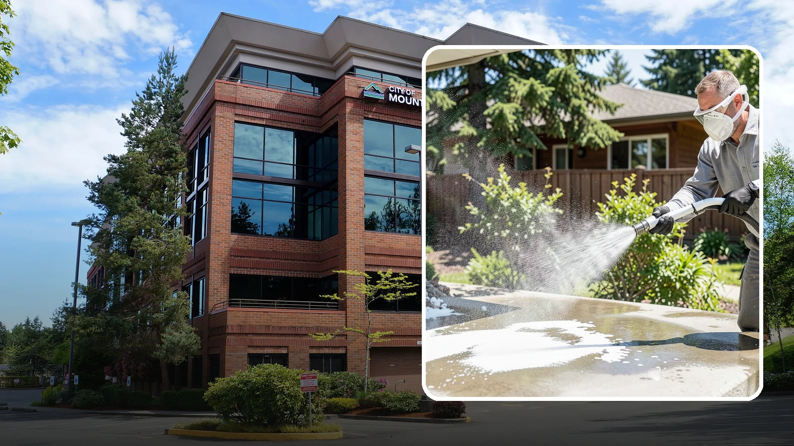 Calcium Deposit Removal in Mountlake Terrace, Snohomish County, WA - Removal of chalky white calcium and mineral deposits from concrete, masonry, glass, and fixtures.