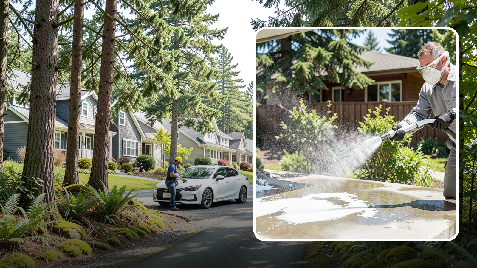 Calcium Deposit Removal in Normandy Park, King County, WA - Removal of chalky white calcium and mineral deposits from concrete, masonry, glass, and fixtures.