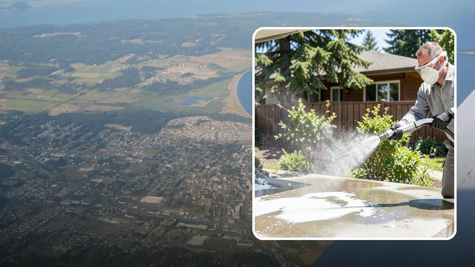Calcium Deposit Removal in Oak Harbor, Island County, WA - Removal of chalky white calcium and mineral deposits from concrete, masonry, glass, and fixtures.