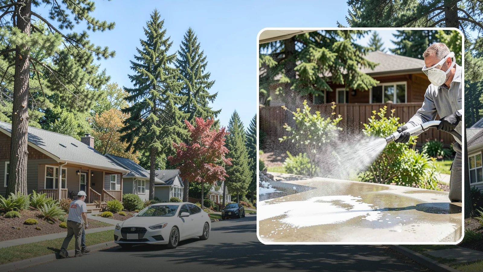 Calcium Deposit Removal in Orting, Pierce County, WA - Removal of chalky white calcium and mineral deposits from concrete, masonry, glass, and fixtures.