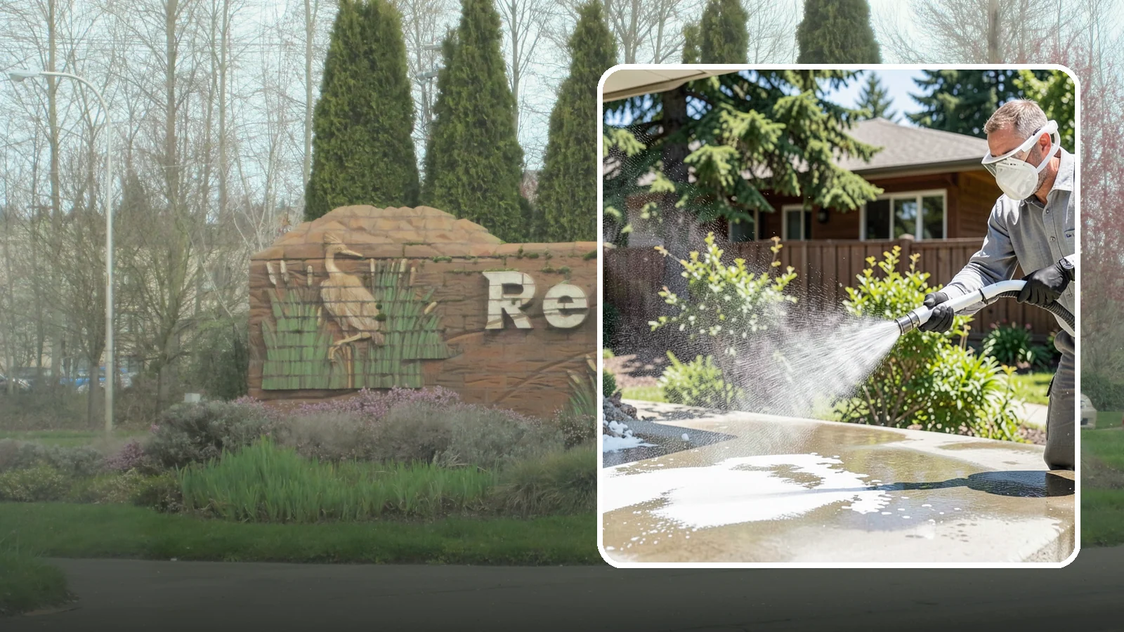 Calcium Deposit Removal in Renton, King County, WA - Removal of chalky white calcium and mineral deposits from concrete, masonry, glass, and fixtures.