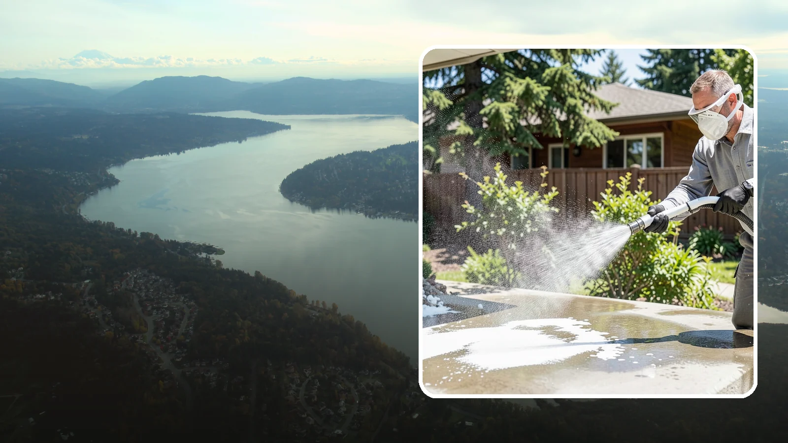 Calcium Deposit Removal in Sammamish, King County, WA - Removal of chalky white calcium and mineral deposits from concrete, masonry, glass, and fixtures.
