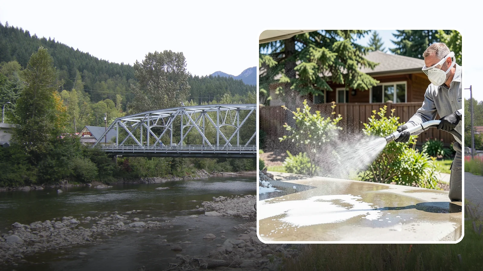 Calcium Deposit Removal in Skykomish, King County, WA - Removal of chalky white calcium and mineral deposits from concrete, masonry, glass, and fixtures.