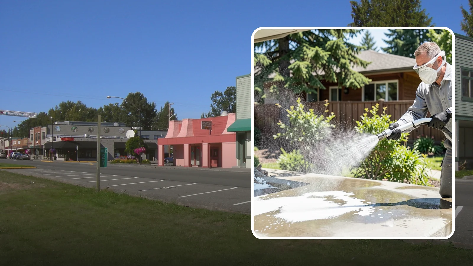 Calcium Deposit Removal in Snoqualmie, King County, WA - Removal of chalky white calcium and mineral deposits from concrete, masonry, glass, and fixtures.