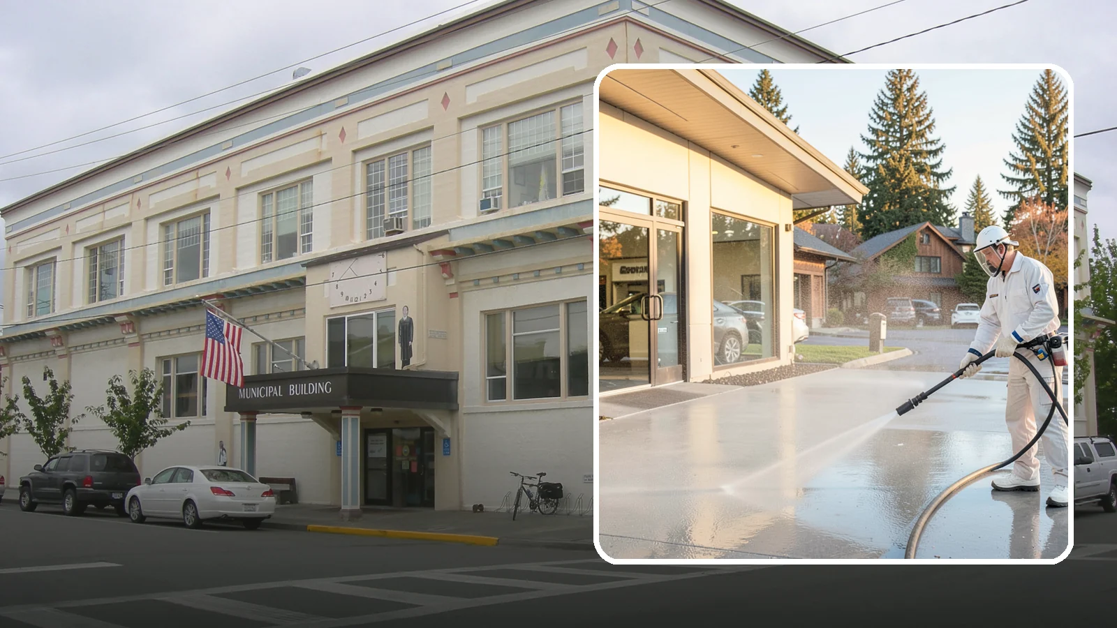 Car Dealership Cleaning in Anacortes, Skagit County, WA - Large-lot exterior cleaning for auto dealerships that brightens showroom facades, display lots, and service drives so inventory...