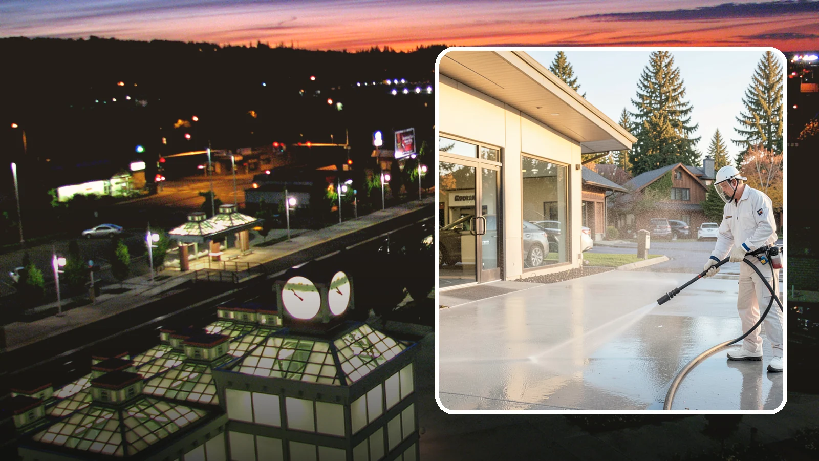 Car Dealership Cleaning in Auburn, King County, WA - Large-lot exterior cleaning for auto dealerships that brightens showroom facades, display lots, and service drives so inventory...