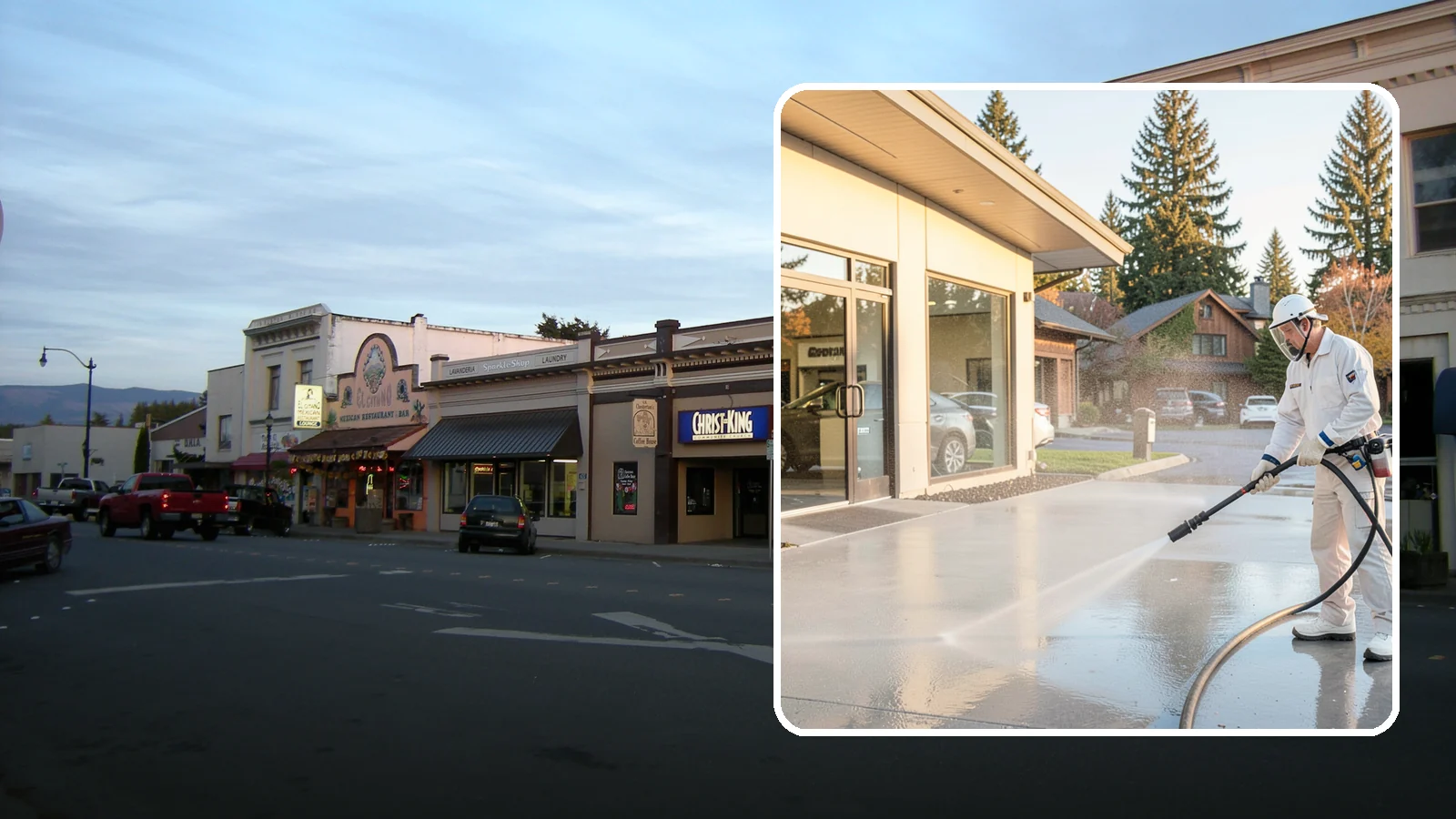 Car Dealership Cleaning in Burlington, Skagit County, WA - Large-lot exterior cleaning for auto dealerships that brightens showroom facades, display lots, and service drives so inventory...
