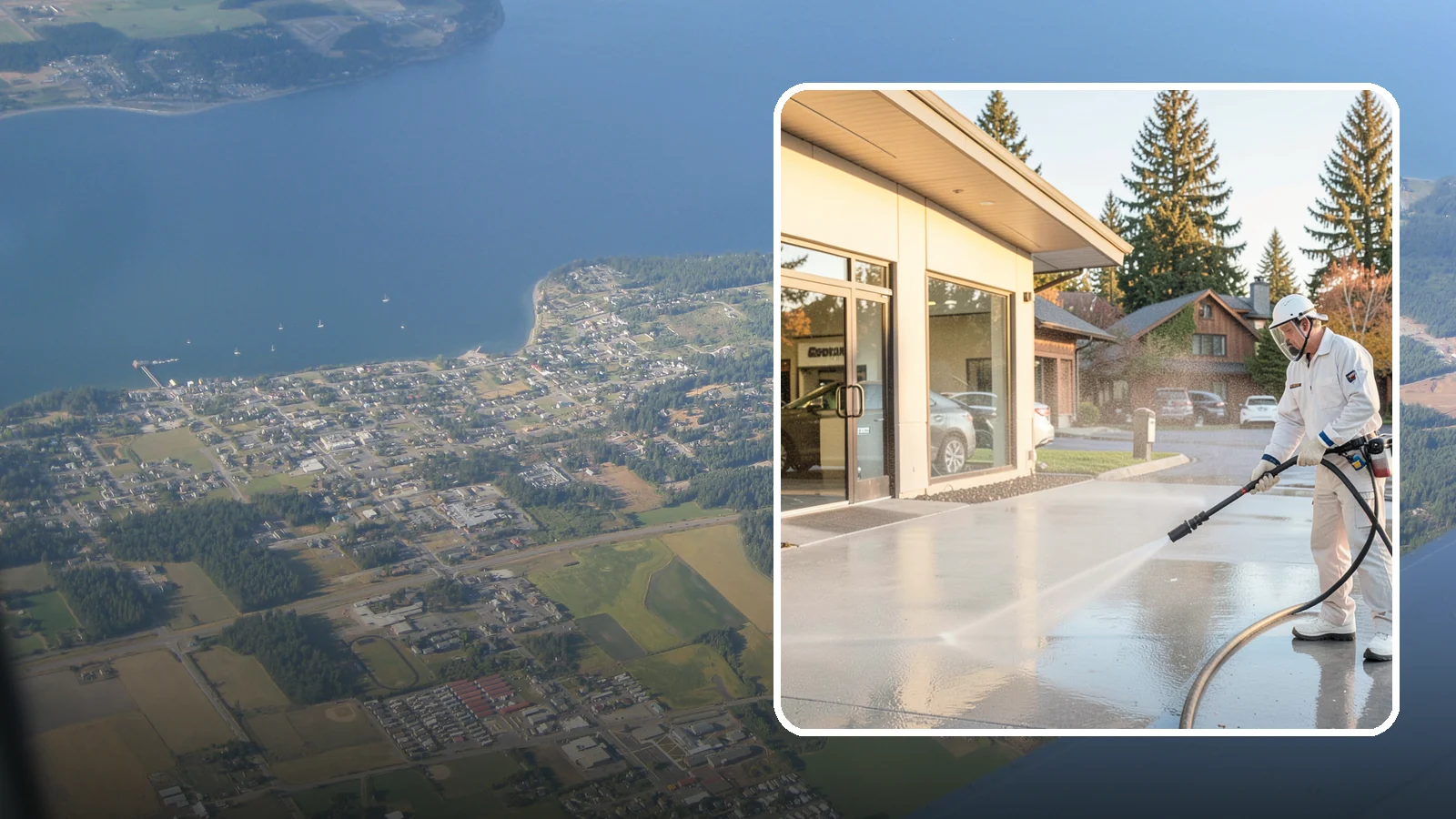 Car Dealership Cleaning in Coupeville, Island County, WA - Large-lot exterior cleaning for auto dealerships that brightens showroom facades, display lots, and service drives so inventory...