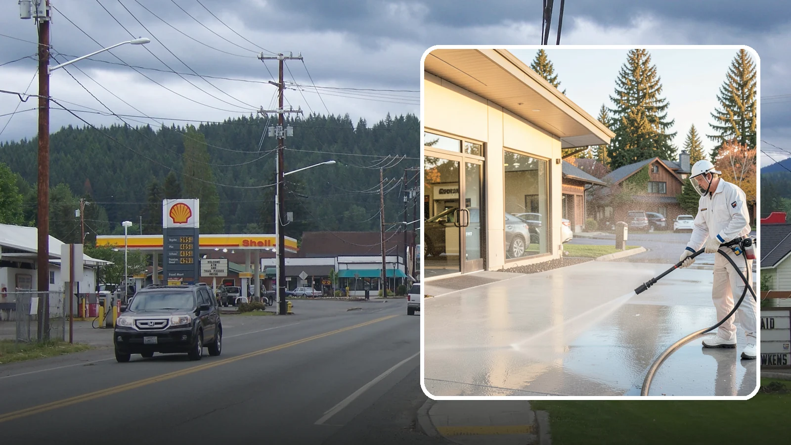 Car Dealership Cleaning in Granite Falls, Snohomish County, WA - Large-lot exterior cleaning for auto dealerships that brightens showroom facades, display lots, and service drives so inventory...