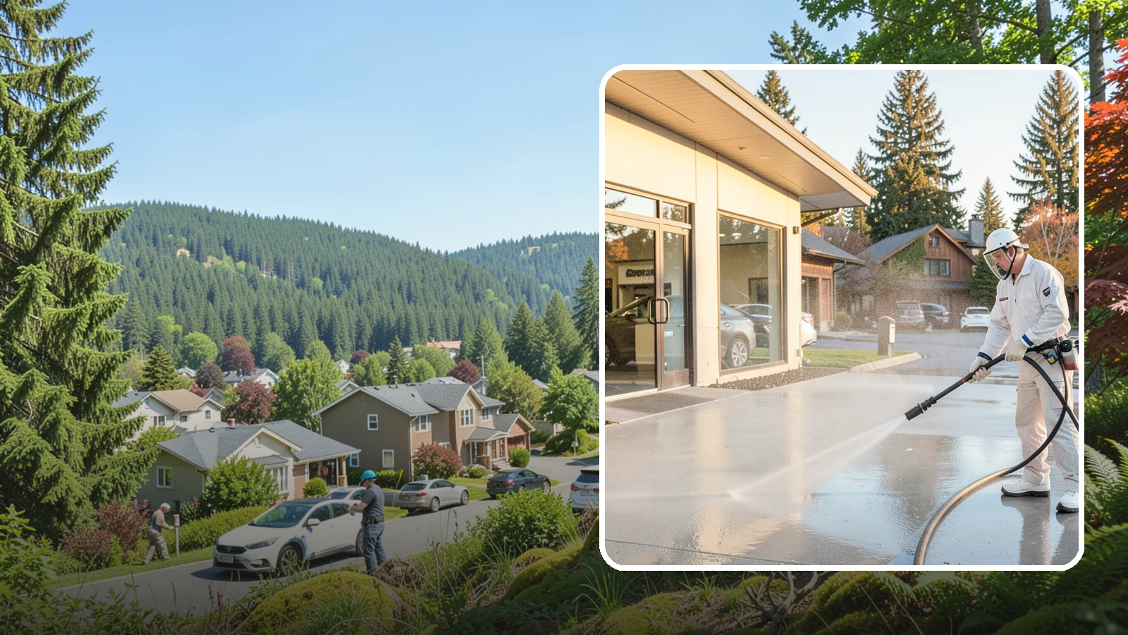 Car Dealership Cleaning in Index, Snohomish County, WA - Large-lot exterior cleaning for auto dealerships that brightens showroom facades, display lots, and service drives so inventory...