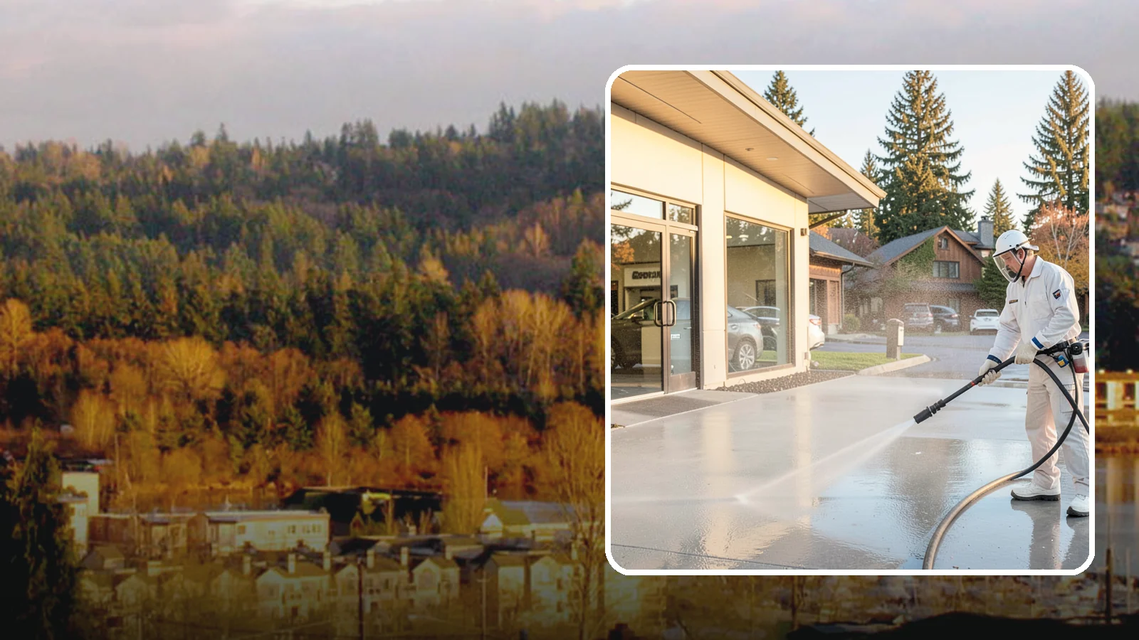 Car Dealership Cleaning in Kenmore, King County, WA - Large-lot exterior cleaning for auto dealerships that brightens showroom facades, display lots, and service drives so inventory...