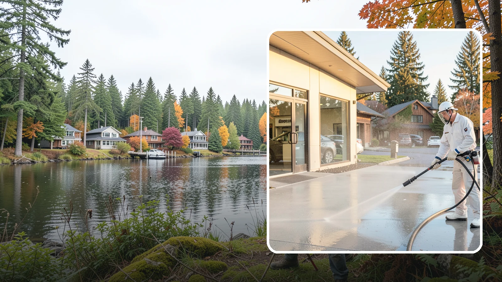 Car Dealership Cleaning in La Conner, Skagit County, WA - Large-lot exterior cleaning for auto dealerships that brightens showroom facades, display lots, and service drives so inventory...