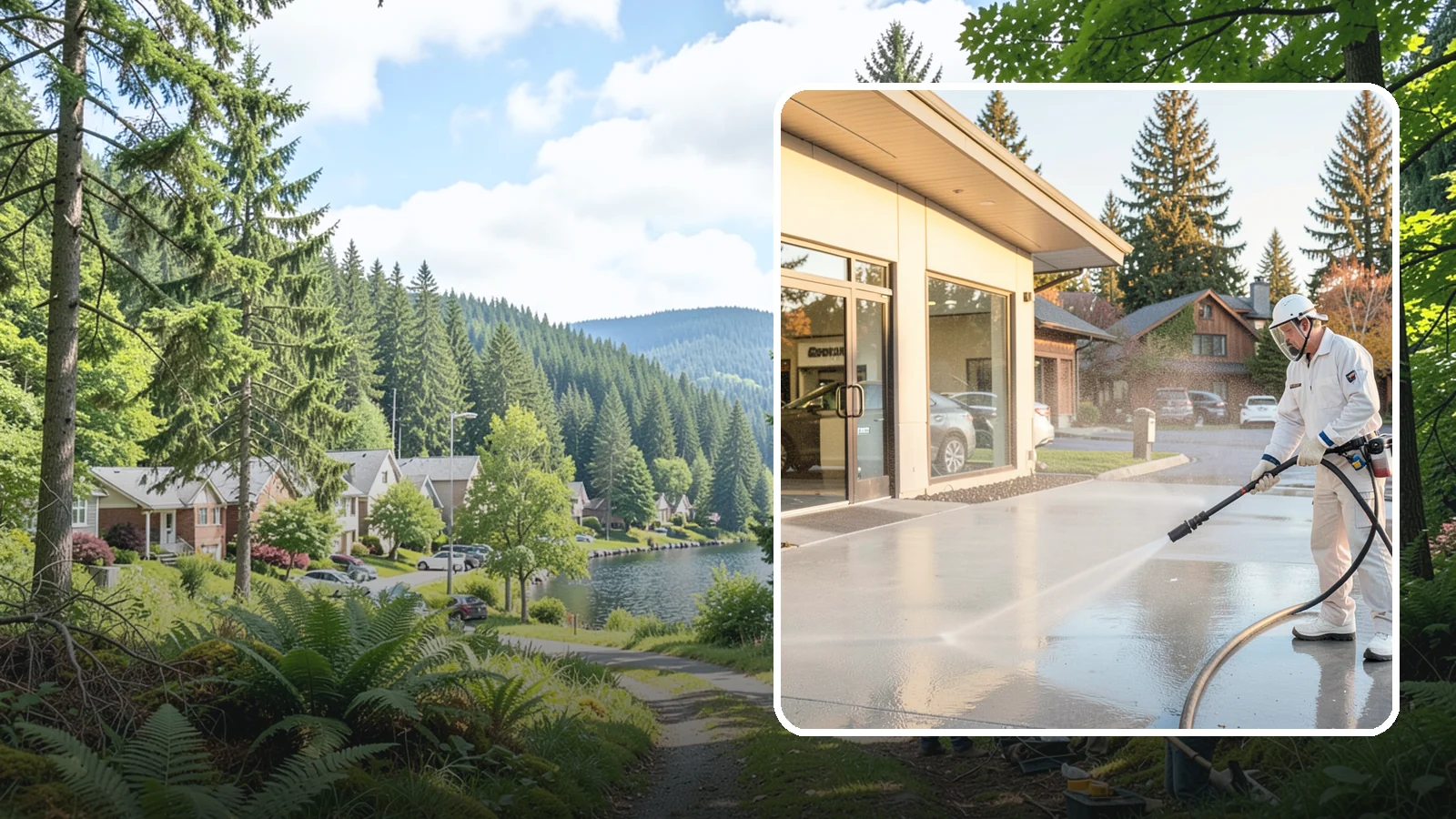 Car Dealership Cleaning in Lake Forest Park, King County, WA - Large-lot exterior cleaning for auto dealerships that brightens showroom facades, display lots, and service drives so inventory...