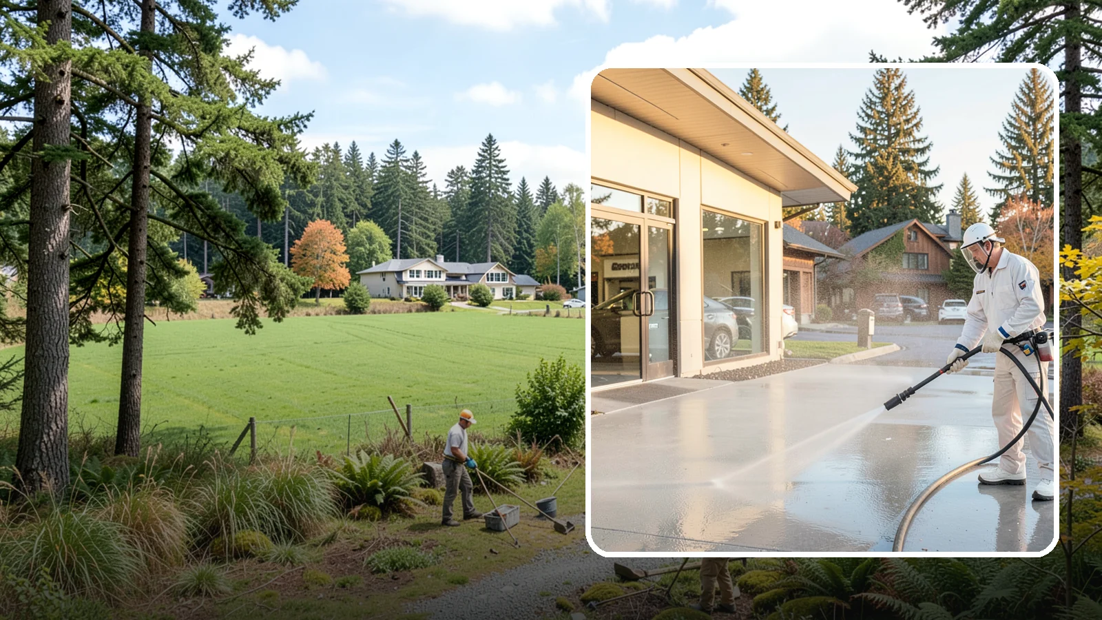 Car Dealership Cleaning in Lyman, Skagit County, WA - Large-lot exterior cleaning for auto dealerships that brightens showroom facades, display lots, and service drives so inventory...