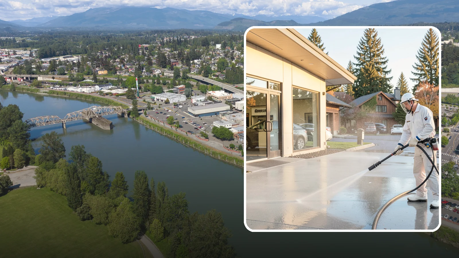 Car Dealership Cleaning in Mount Vernon, Skagit County, WA - Large-lot exterior cleaning for auto dealerships that brightens showroom facades, display lots, and service drives so inventory...
