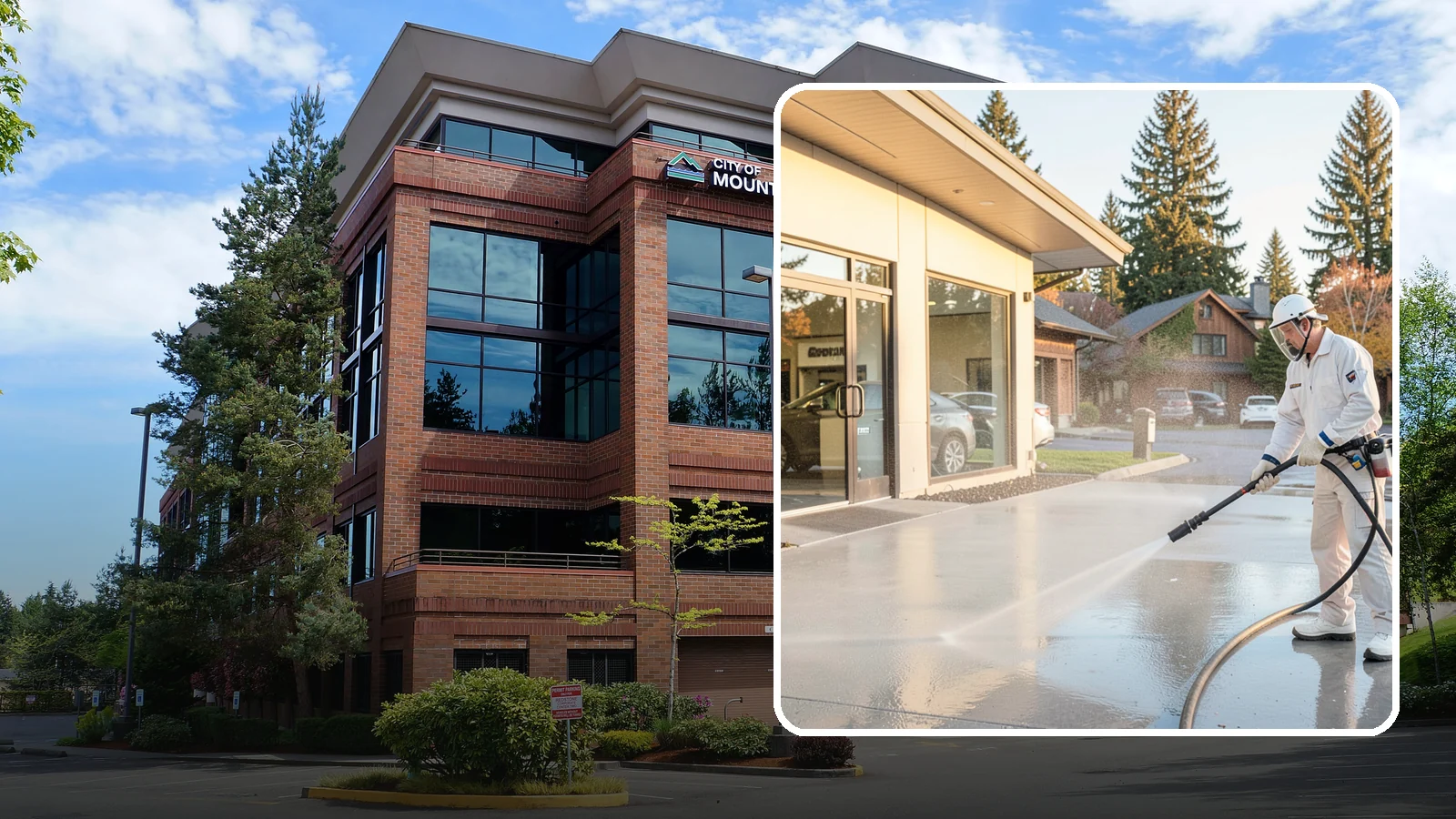 Car Dealership Cleaning in Mountlake Terrace, Snohomish County, WA - Large-lot exterior cleaning for auto dealerships that brightens showroom facades, display lots, and service drives so inventory...