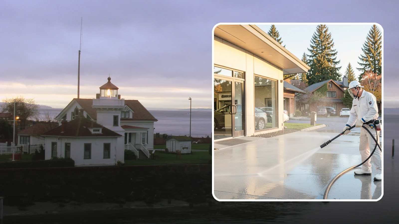 Car Dealership Cleaning in Mukilteo, Snohomish County, WA - Large-lot exterior cleaning for auto dealerships that brightens showroom facades, display lots, and service drives so inventory...