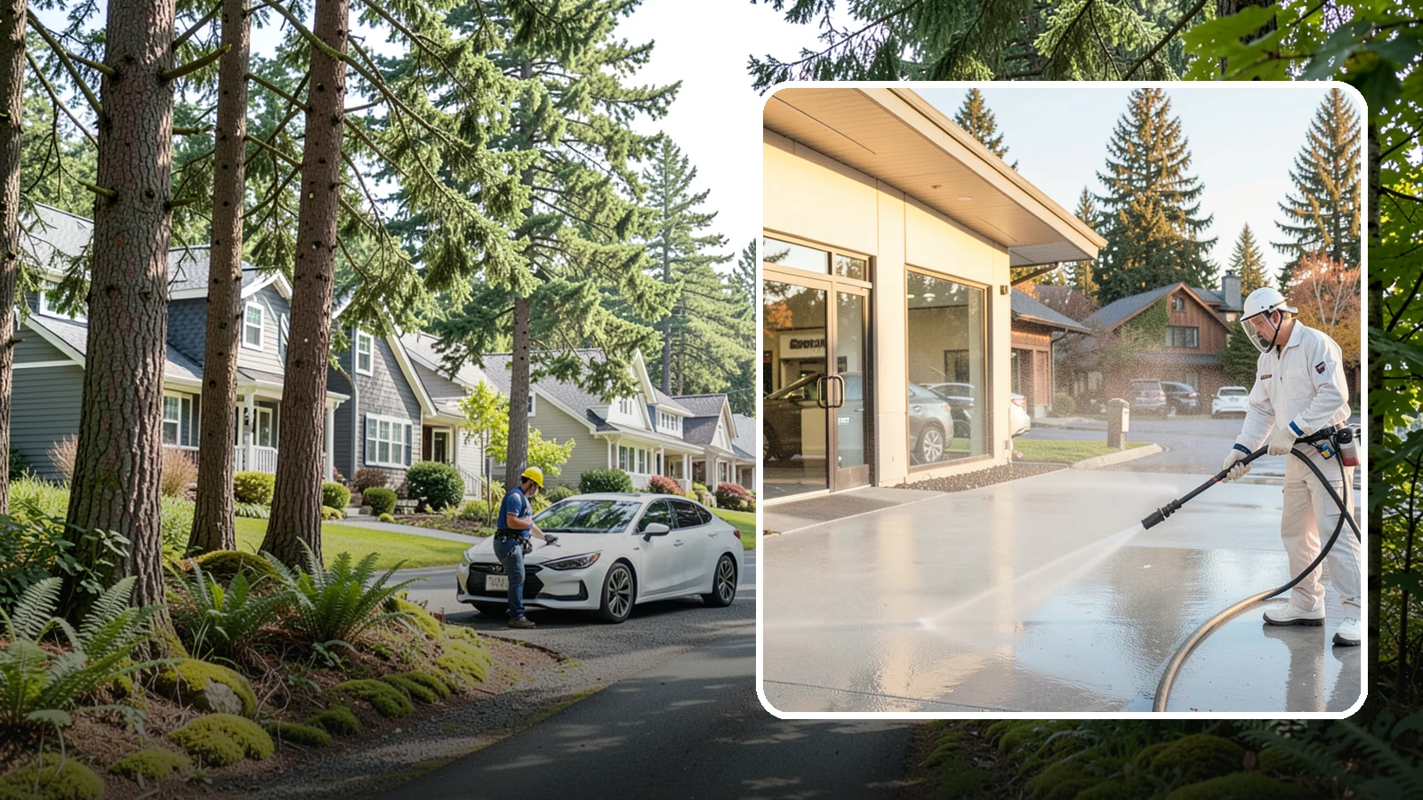 Car Dealership Cleaning in Normandy Park, King County, WA - Large-lot exterior cleaning for auto dealerships that brightens showroom facades, display lots, and service drives so inventory...