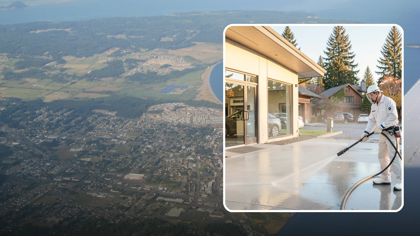 Car Dealership Cleaning in Oak Harbor, Island County, WA - Large-lot exterior cleaning for auto dealerships that brightens showroom facades, display lots, and service drives so inventory...