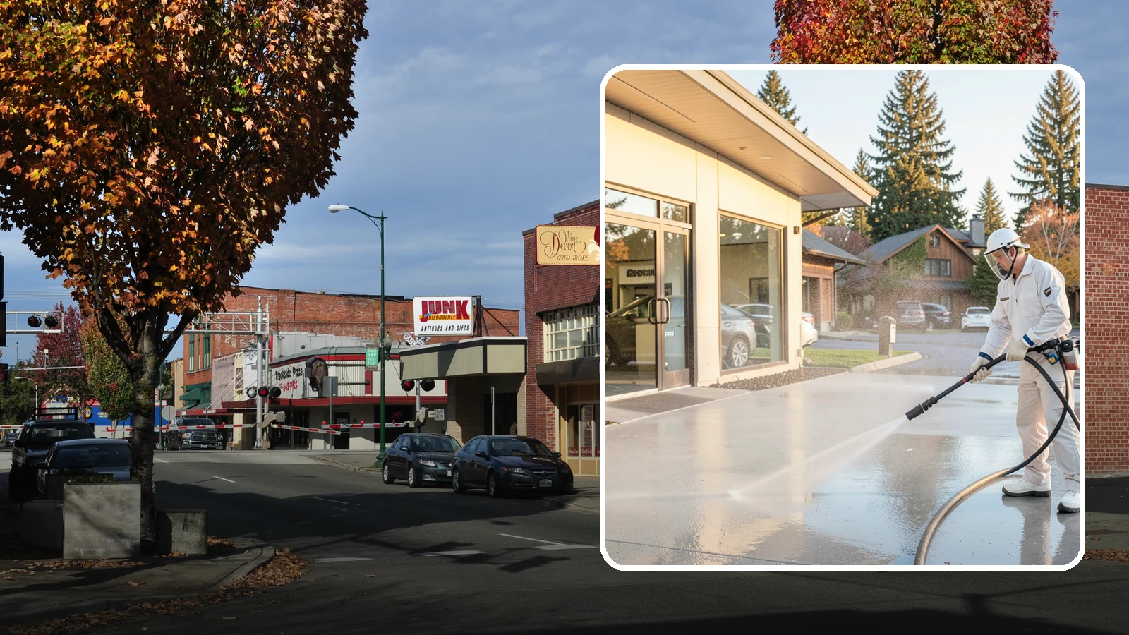 Car Dealership Cleaning in Puyallup, Pierce County, WA - Large-lot exterior cleaning for auto dealerships that brightens showroom facades, display lots, and service drives so inventory...