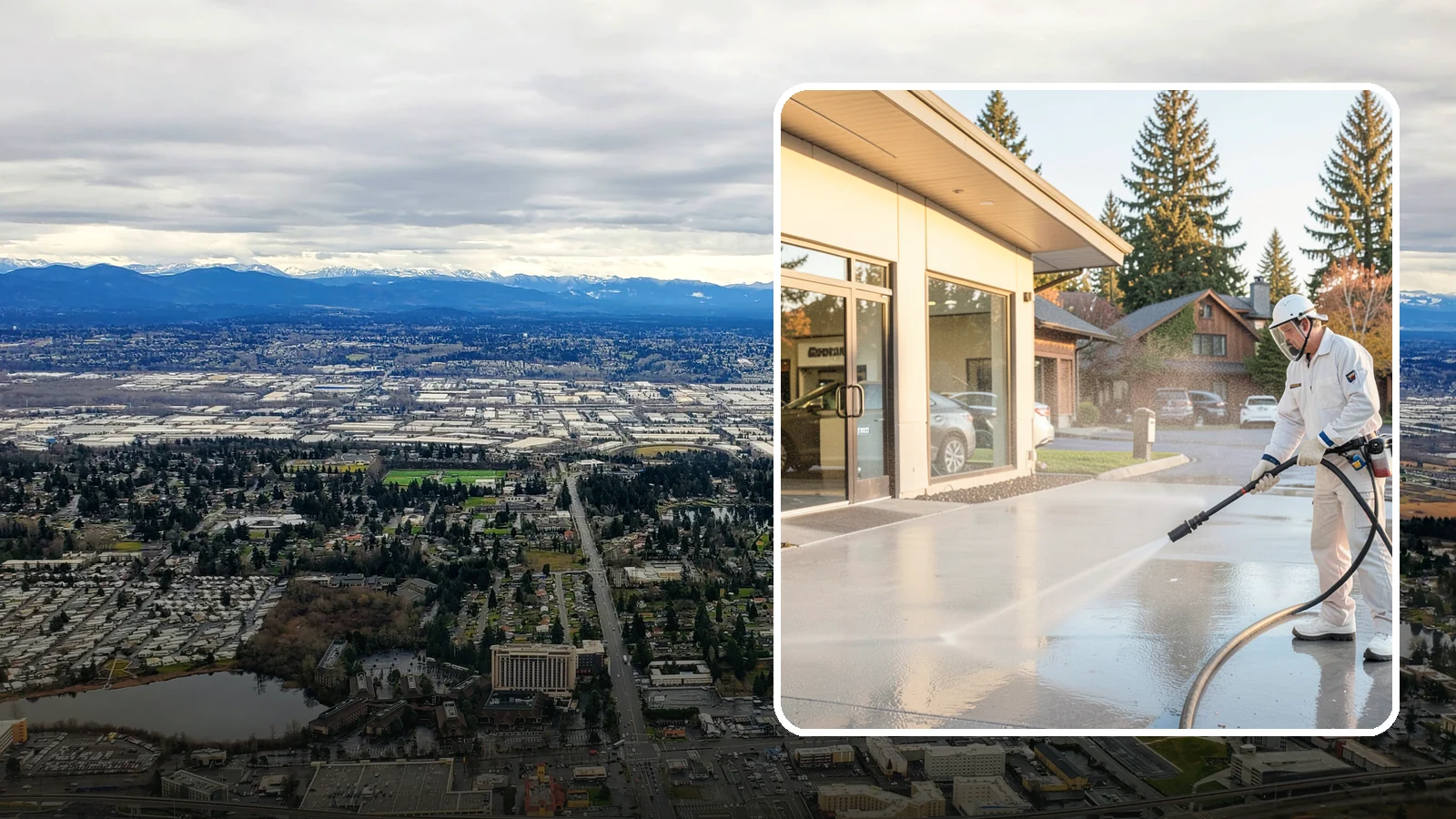 Car Dealership Cleaning in SeaTac, King County, WA - Large-lot exterior cleaning for auto dealerships that brightens showroom facades, display lots, and service drives so inventory...
