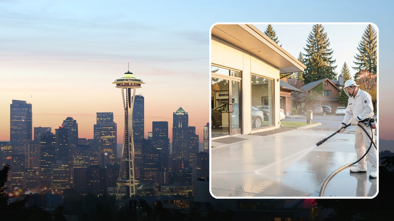 Car Dealership Cleaning in Seattle, King County, WA - Large-lot exterior cleaning for auto dealerships that brightens showroom facades, display lots, and service drives so inventory...