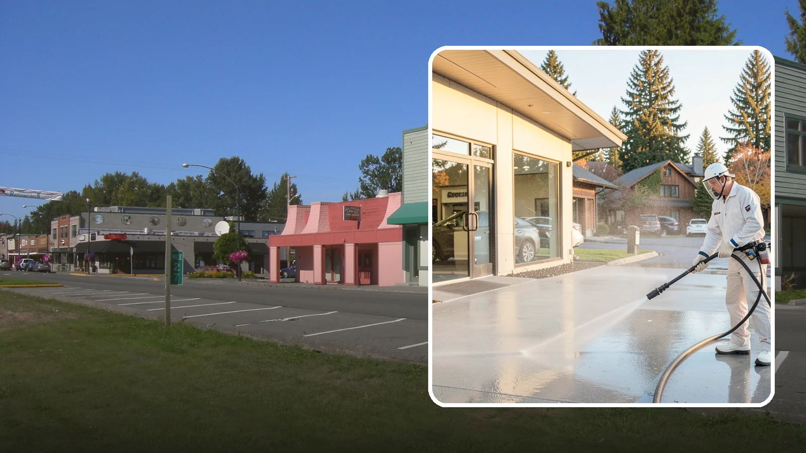 Car Dealership Cleaning in Snoqualmie, King County, WA - Large-lot exterior cleaning for auto dealerships that brightens showroom facades, display lots, and service drives so inventory...