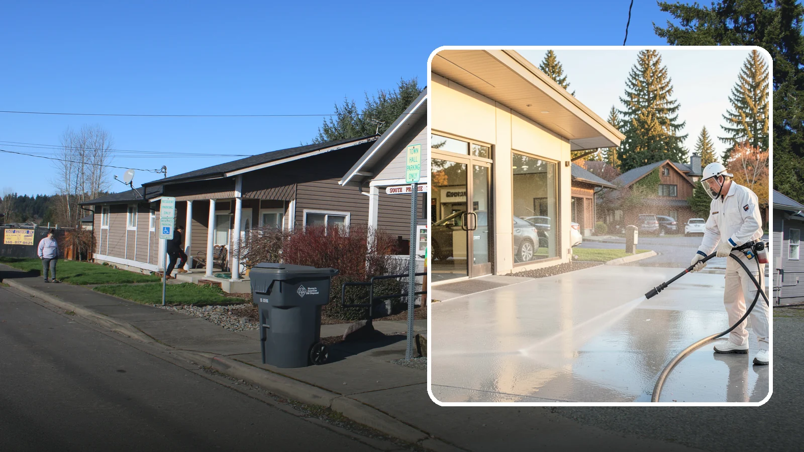 Car Dealership Cleaning in South Prairie, Pierce County, WA - Large-lot exterior cleaning for auto dealerships that brightens showroom facades, display lots, and service drives so inventory...