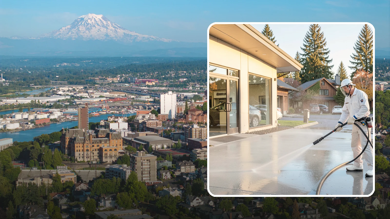Car Dealership Cleaning in Tacoma, Pierce County, WA - Large-lot exterior cleaning for auto dealerships that brightens showroom facades, display lots, and service drives so inventory...