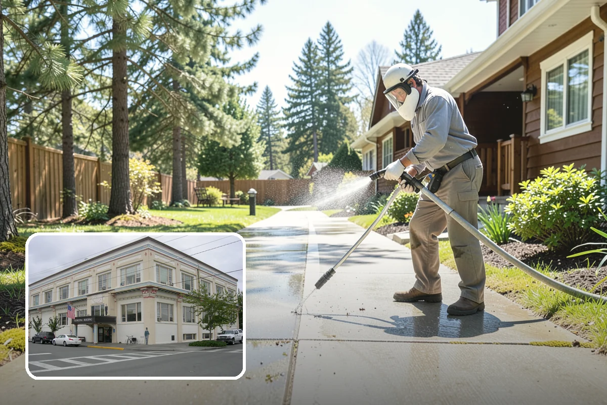 Carport Cleaning in Anacortes, Skagit County, WA - Clears moss and algae from posts and overhead framing