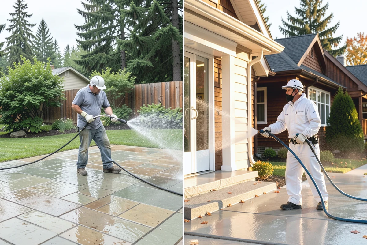 Carport Cleaning in Beaux Arts Village, King County, WA - Blow out accumulated leaves and needles from roof and corners