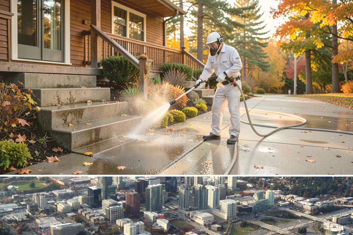 Carport Cleaning in Bellevue, King County, WA - Plan carport cleaning for the drier summer months when the framing can fully dry and moss treatment lasts longest.
