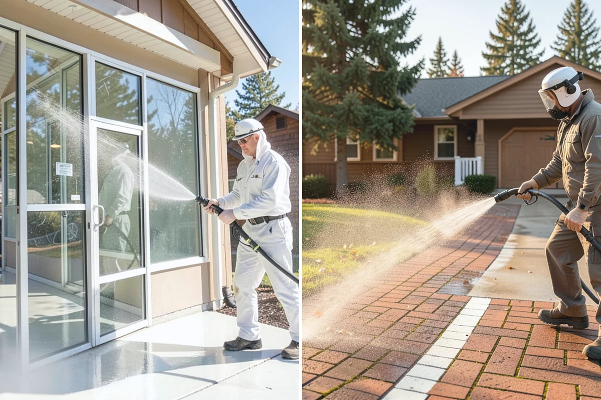 Carport Cleaning in Bonney Lake, Pierce County, WA - Blow out accumulated leaves and needles from roof and corners