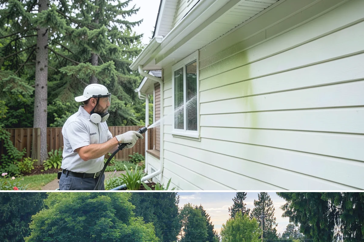 Carport Cleaning in Bonney Lake, Pierce County, WA - Plan carport cleaning for the drier summer months when the framing can fully dry and moss treatment lasts longest.