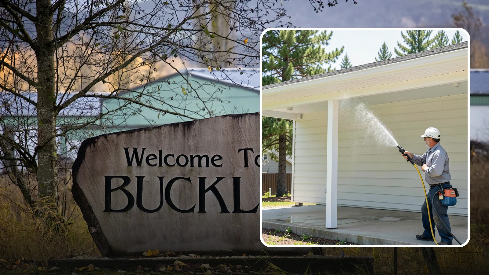 Carport Cleaning in Buckley, Pierce County, WA - We wash carport posts, roofing, and slab so the open structure stops trapping moss, mud, and dripping tree sap.