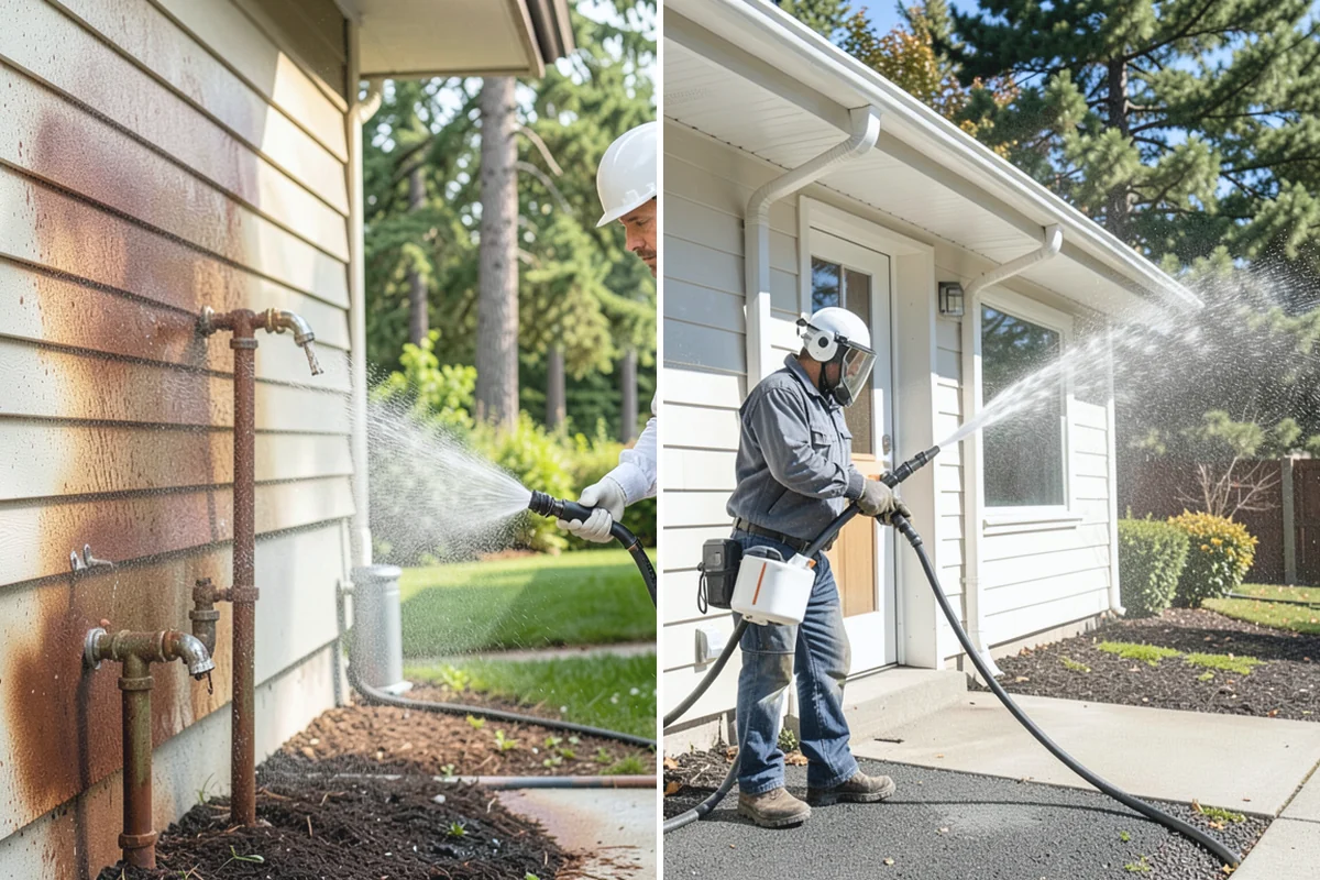 Carport Cleaning in Buckley, Pierce County, WA - Blow out accumulated leaves and needles from roof and corners