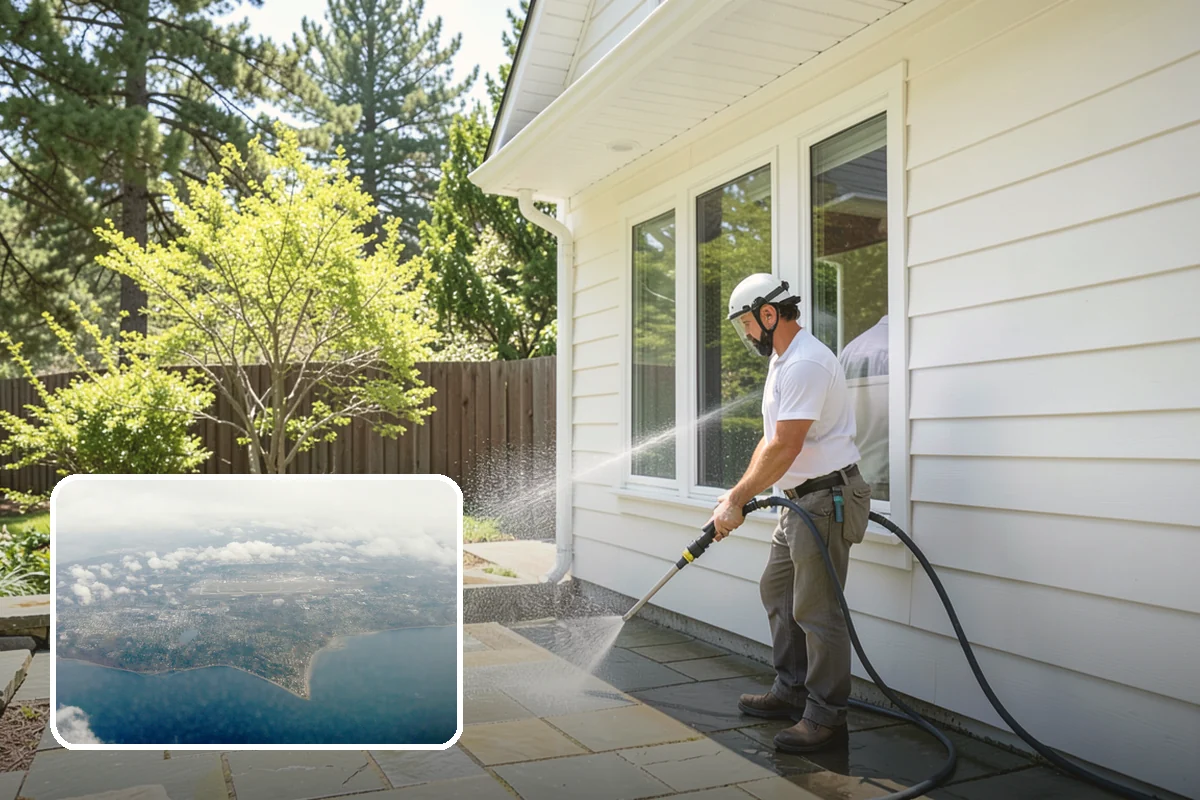 Carport Cleaning in Burien, King County, WA - Clears moss and algae from posts and overhead framing
