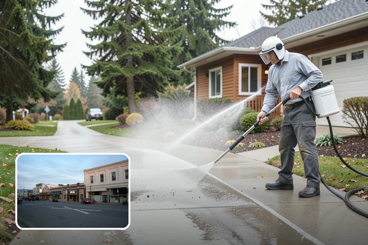 Carport Cleaning in Burlington, Skagit County, WA - Clears moss and algae from posts and overhead framing