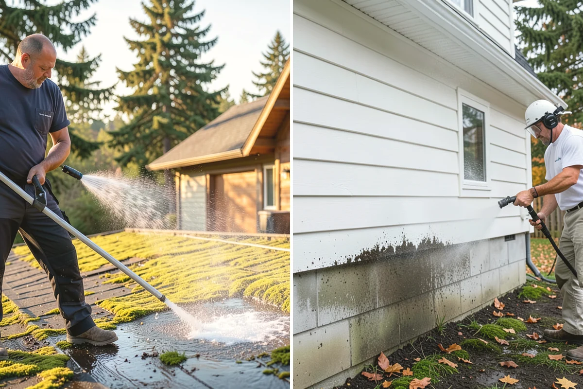 Carport Cleaning in Carnation, King County, WA - Blow out accumulated leaves and needles from roof and corners