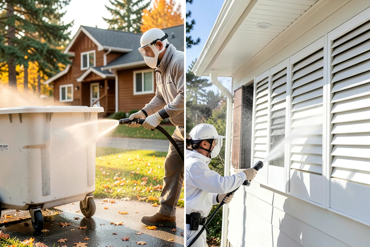 Carport Cleaning in Clyde Hill, King County, WA - Blow out accumulated leaves and needles from roof and corners