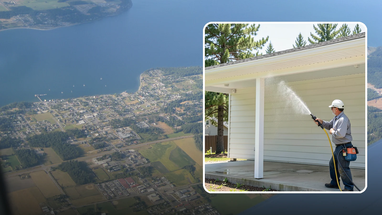 Carport Cleaning in Coupeville, Island County, WA - We wash carport posts, roofing, and slab so the open structure stops trapping moss, mud, and dripping tree sap.