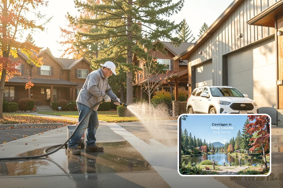 Carport Cleaning in Covington, King County, WA - Clears moss and algae from posts and overhead framing