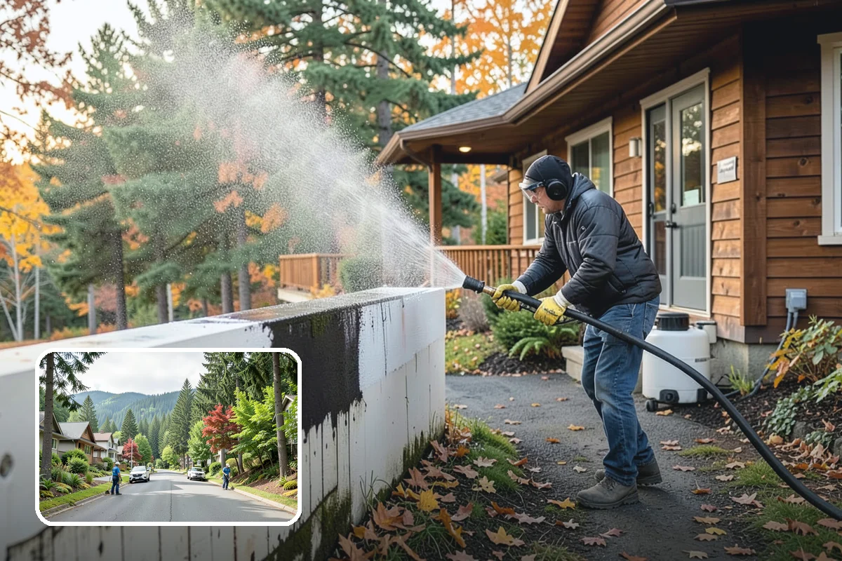 Carport Cleaning in Darrington, Snohomish County, WA - Clears moss and algae from posts and overhead framing