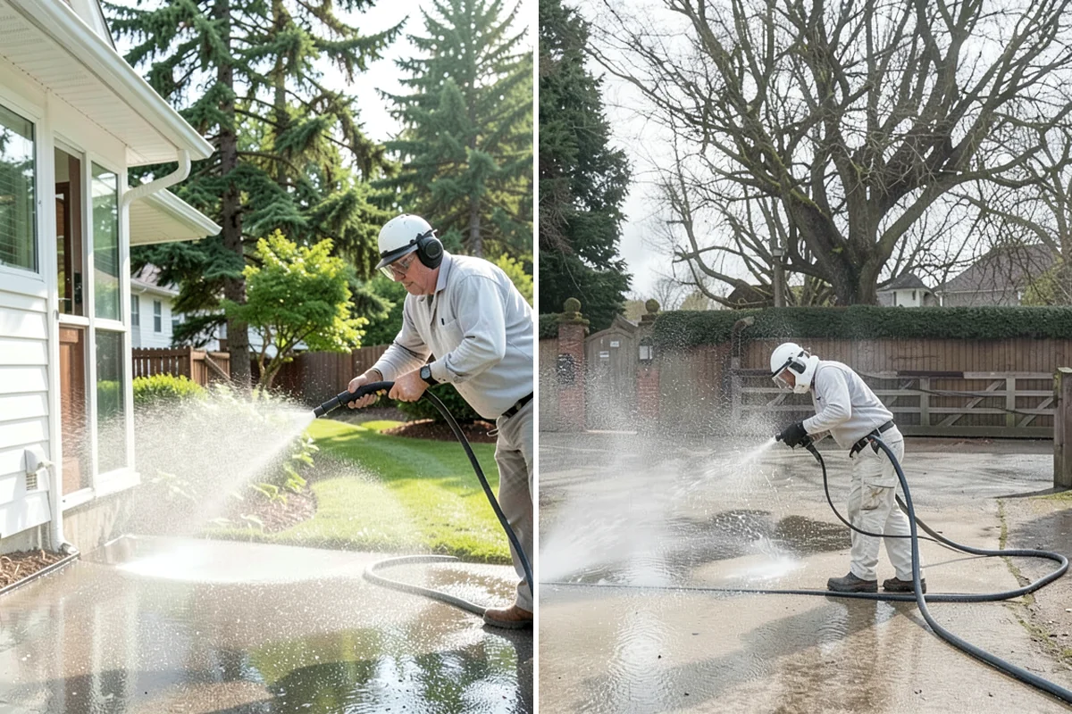 Carport Cleaning in DuPont, Pierce County, WA - Blow out accumulated leaves and needles from roof and corners