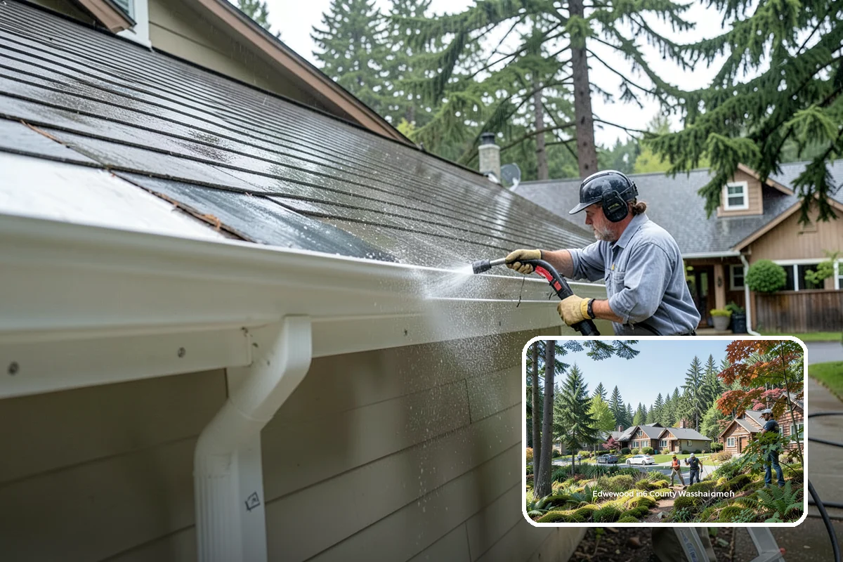 Carport Cleaning in Edgewood, Pierce County, WA - Clears moss and algae from posts and overhead framing
