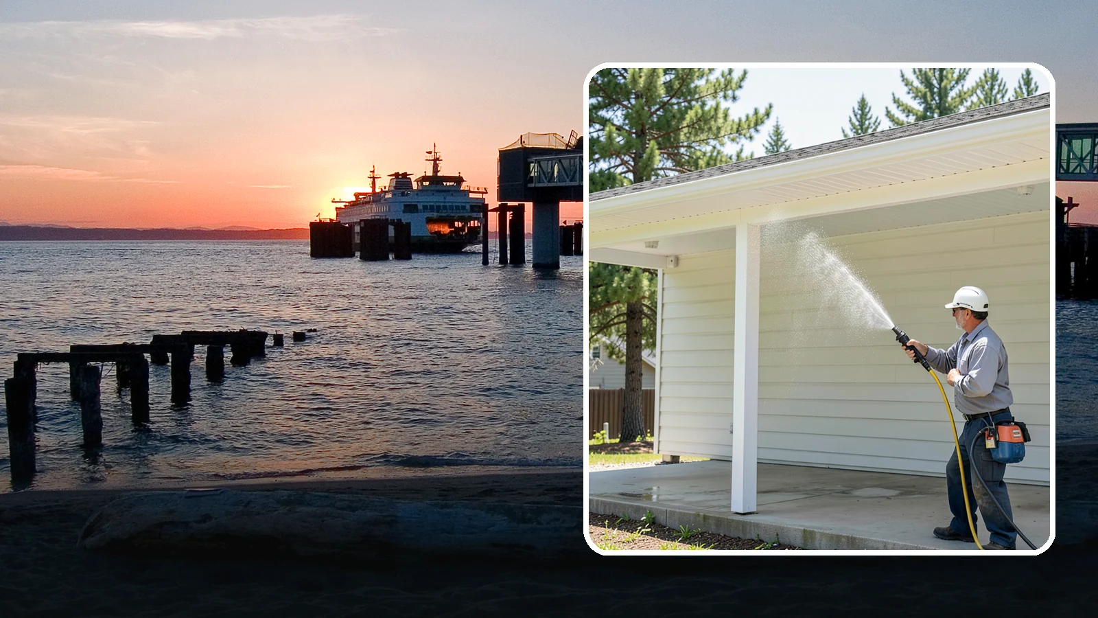 Carport Cleaning in Edmonds, Snohomish County, WA - We wash carport posts, roofing, and slab so the open structure stops trapping moss, mud, and dripping tree sap.